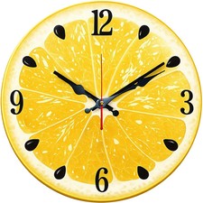 Lemon Slice Pattern Wooden Silent Wall Clock ...