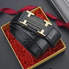 Luxury Men's Belt Automatic Buckle Crocodile Pattern Waist Strap Belt for Jeans