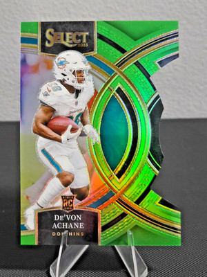 De'Von Achane (RC) 2023 Panini Select Premier ~ Neon Green Prizm Die-Cut /499