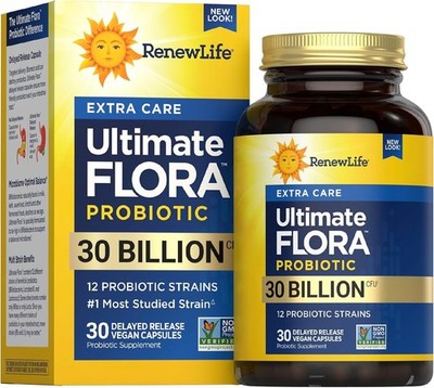 Renew Life Extra Care Probiotic 30 Billion CFU 30 Capsules Digestive Health