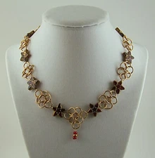 Red Glass Stars Brass Chainmail Necklace WoW Dark Crystal Steampunk SCA GoT WoW