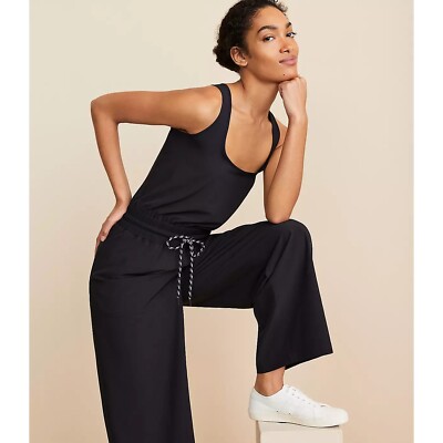 Ann Taylor LOFT Lou Grey Wanderweave Wide Leg Jumpsuit S