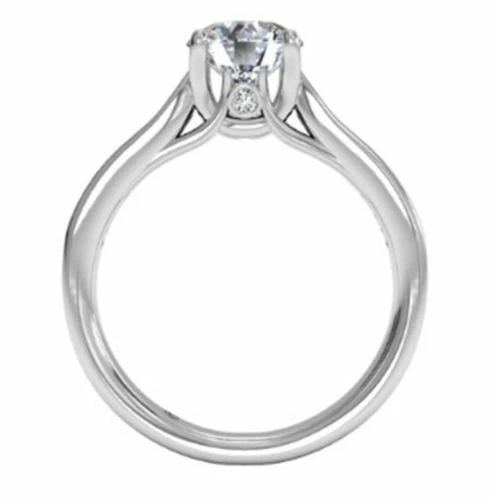 Anillo de compromiso de plata de ley 925 con diamantes de corte redondo blanc... - Imagen 4 de 4