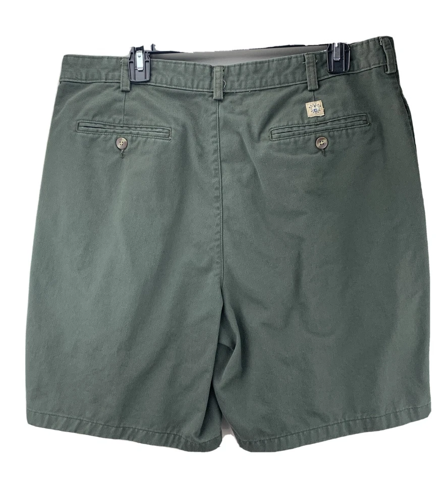 Pantalones Cortos Para Hombre Marca Baxter Plisados Verde Oliva Talla 38 Algodón Foto 2 de 4