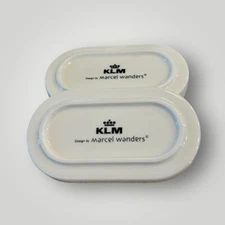 KLM Airlines 1st Class White Porcelain Deep Smooth 2 Plates Collectible New