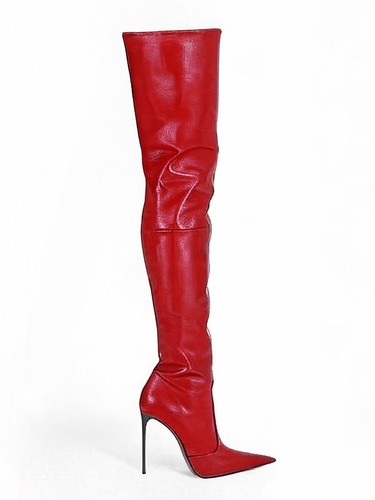 1969 Made in Italy Luxury Genuine Leather Over The Knee Z25-2 Boots High Heel... - Picture 9 of 10