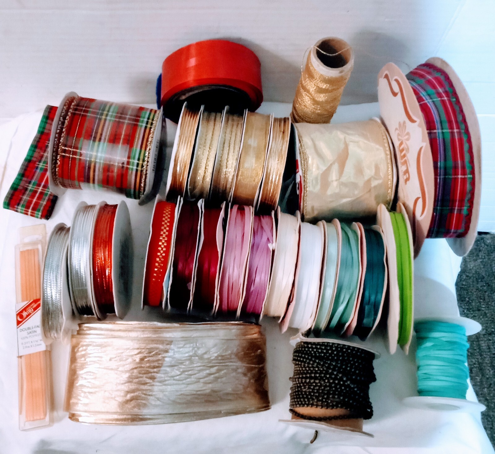 Lot Of 50+ Vintage Spools Of Gift Wrap Ribbon & Lace Many Styles and ...