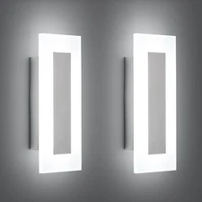 LMQNINE Modern LED Acrylic Wall Sconce Warm White Light Chrome 6000K for Bedr...