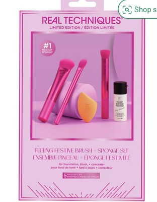 Real Techniques Limited Edition Feeling festlicher Pinsel- und Schwamm-Set - brandneu