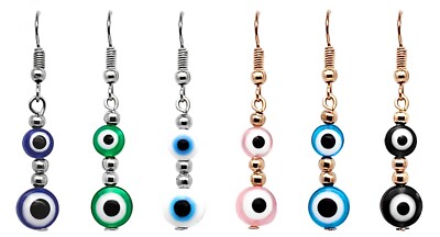 Double Evil Eye Earrings Boho Protective Bead Dangle Spiritual Jewelry