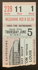 1969 HOF Joe Morgan HR #33 and 4 Hits Ticket Stub Astros Cardinals Lou Brock