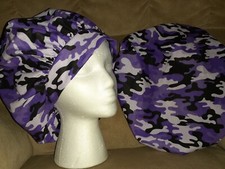 Camo Purple Bouffant Medical Scrub Surgery Hat SIZES S,M,L