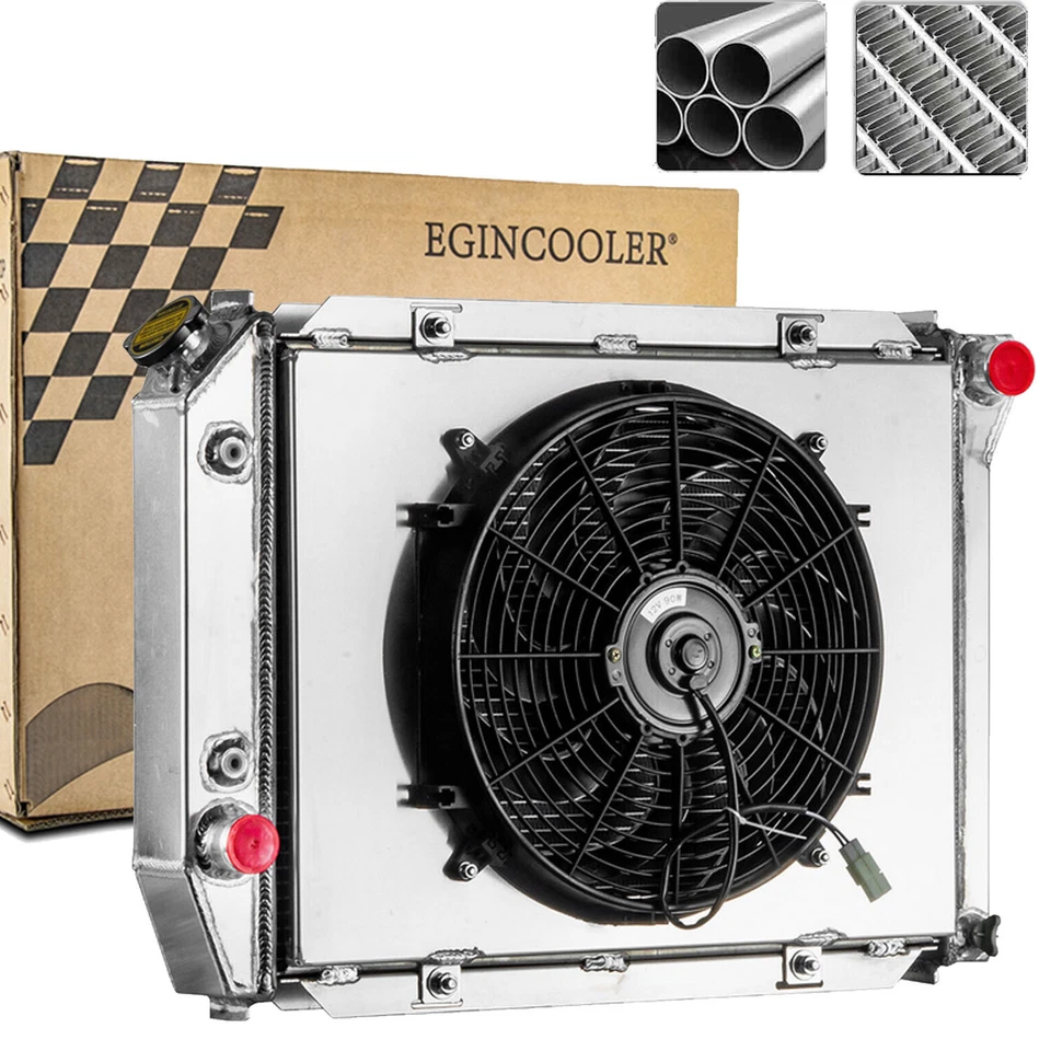 4 Row Radiator+Shroud Fan For 1967 1968 Ford Thunderbird Galaxie/Mercury Marquis - Изображение 2 из 4