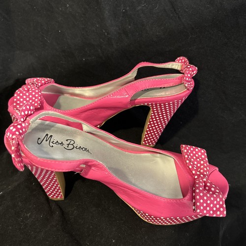 Miss Bisou Chunky Polkadot Heels Ankle Straps Sandals Sexy Feminine Cute - Picture 13 of 14