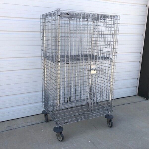 Metro Wire Security Cart with 1 Shelf and Wheels 40 x 27 x 68 in.