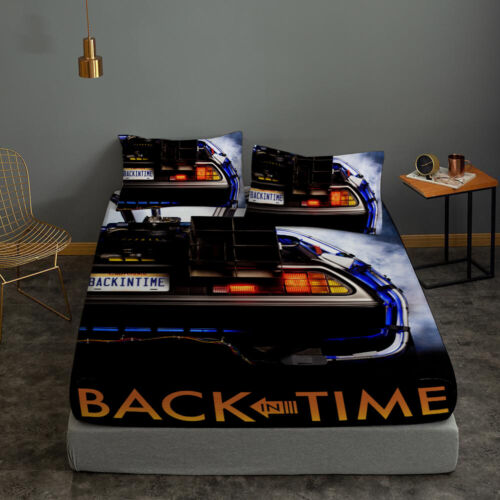 Back To The Future Bedding Set 3PCS Fitted Sheet Deep Pocket Sheet Pillowcases - Picture 1 of 16