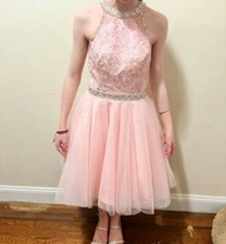 short formal evening dress party prom dresses- New w/ tickets; size XS; pink