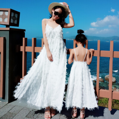 mother daughter beach dresses Family Matching Mother-daughter Sexy Beach Holiday Summer Dress – toddlerme main image 1