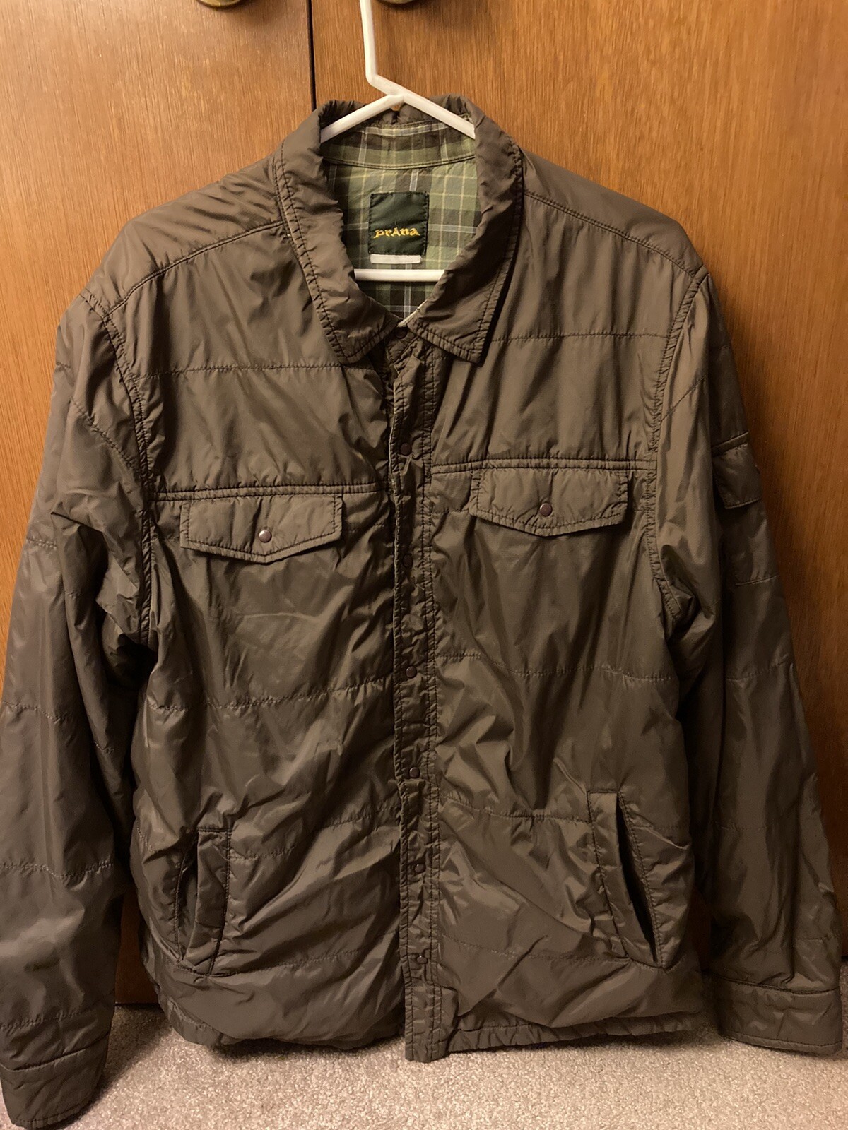 Green Plaid/Brown Jacket Size Large | eBay