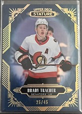 2020-21 Upper Deck Stature Hockey Blue Parallel Card #11 Brady Tkachuk 25/45