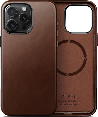Compatible Leather Case, Compatible MagSafe, iPhone 16 Plus 6.7in Saddle Brown