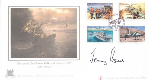 Falklands Bluff Cove Rescue Ascension Islands SIGNED FDC 2002 CLEARANCE (132069)