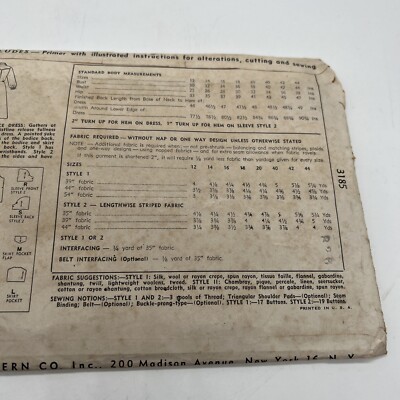 Simplicity 3185 Shirtwaist Dress Pocket Detail Vtg Sewing Pattern