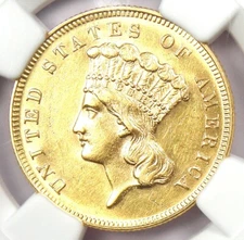 1868 Three Dollar Indian Gold Coin $3 - NGC Uncirculated Detail (UNC MS) - Rare