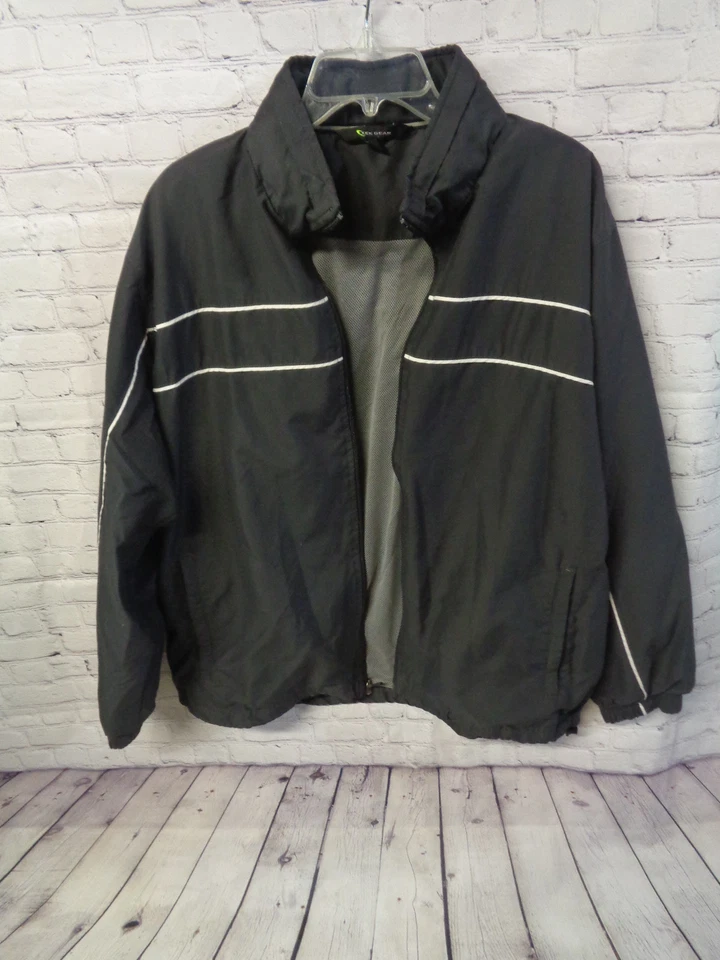 ! TEK GEAR Men's Full Zip Jacket Dark Grey with Hood in Collar Size L Large - Image 4 of 4