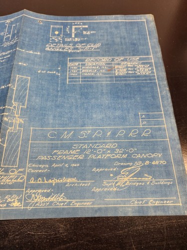 Plan d'auvent plate-forme passager standard RR 12 0" X 32 0" Chicago 1940 - Photo 2/5