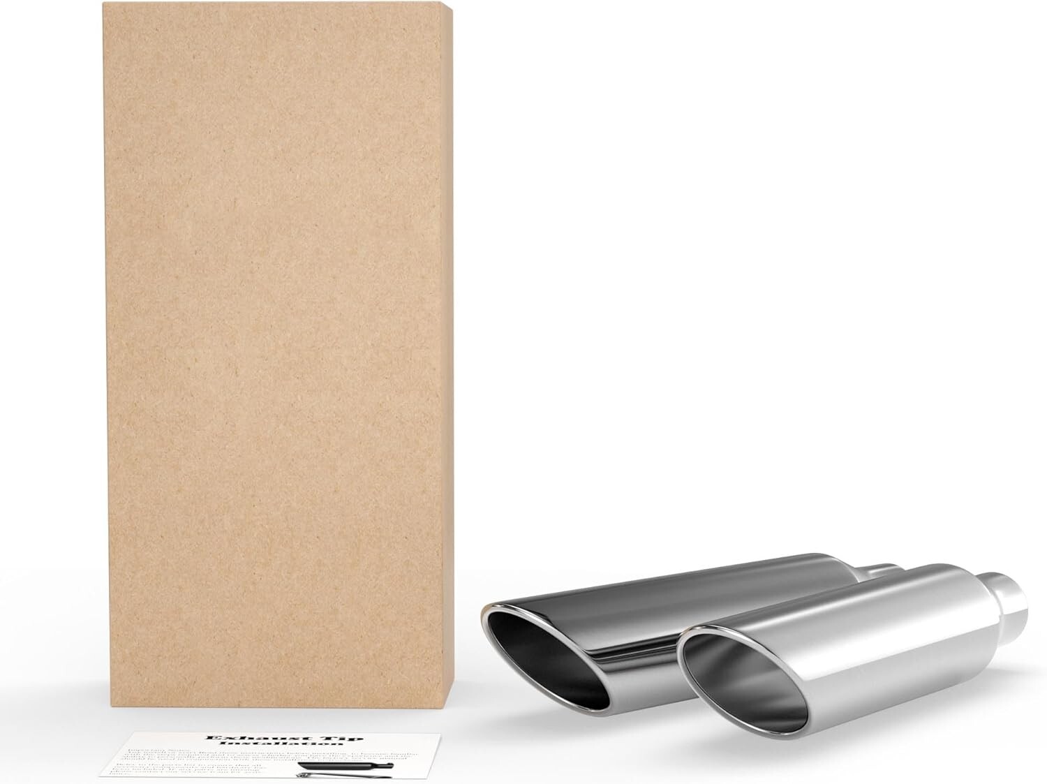 Pair Stainless Steel Exhaust Tip Rolled Oval Slant 2.5" Inlet 4" Outlet