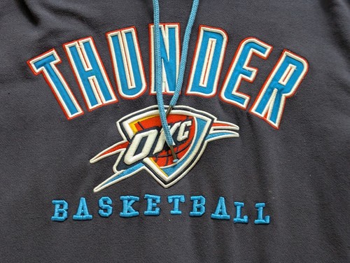 UNK Oklahoma City Thunder Hoodie Adult Large Blue OKC Pullover Drawstring - Picture 5 of 13