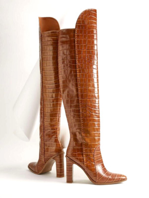 €1365✨MAX MARA 'Beboot' Knee high Croc print Leather Boots €1365✨MAX MARA 'Beboot' Knee high Croc print Leather Boots
