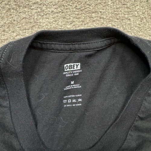 Camicia uomo Obey nera media M manica corta girocollo streetwear logo adulti - Foto 6 di 6