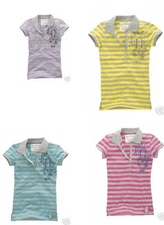  new w/tag AEROPOSTALE Logo Striped Neon Polo shirt  4 color choices