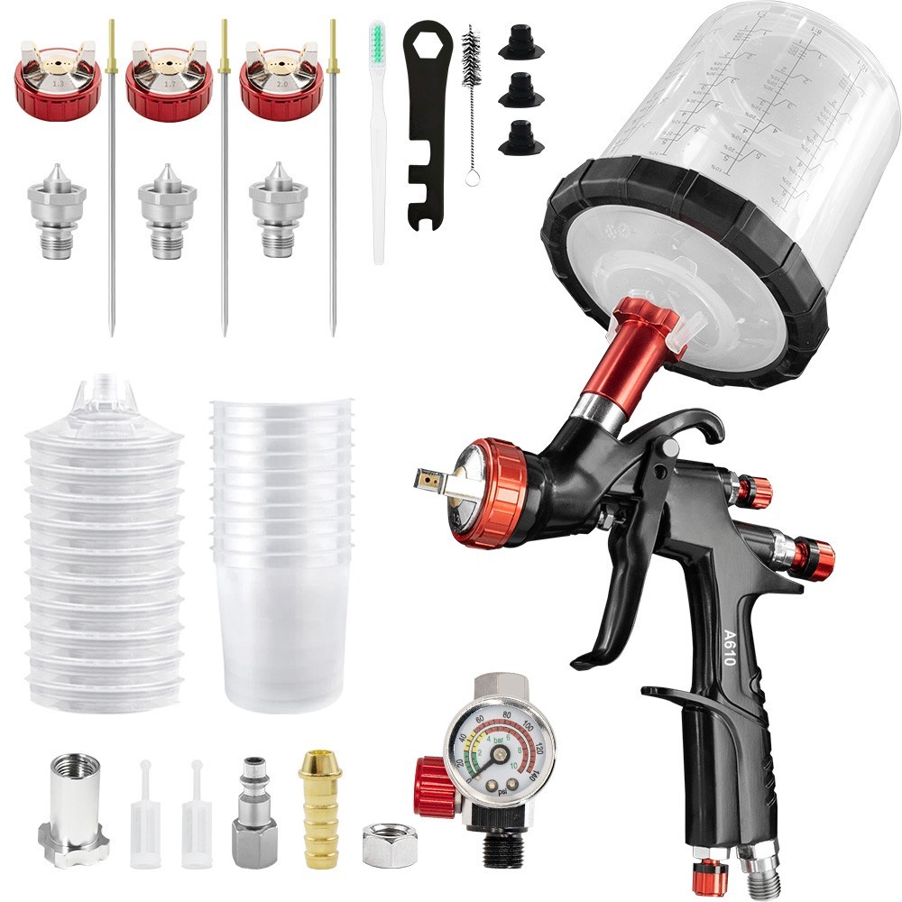 A610 LVLP Air Spray Gun 1.3/1.7/2.0mm Nozzles R500 Paint Guns w
