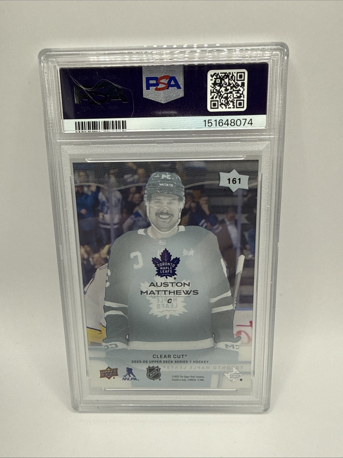 PSA 9 2025-26 Upper Deck Auston Matthews #161 Clear Cut POP 1! view 2