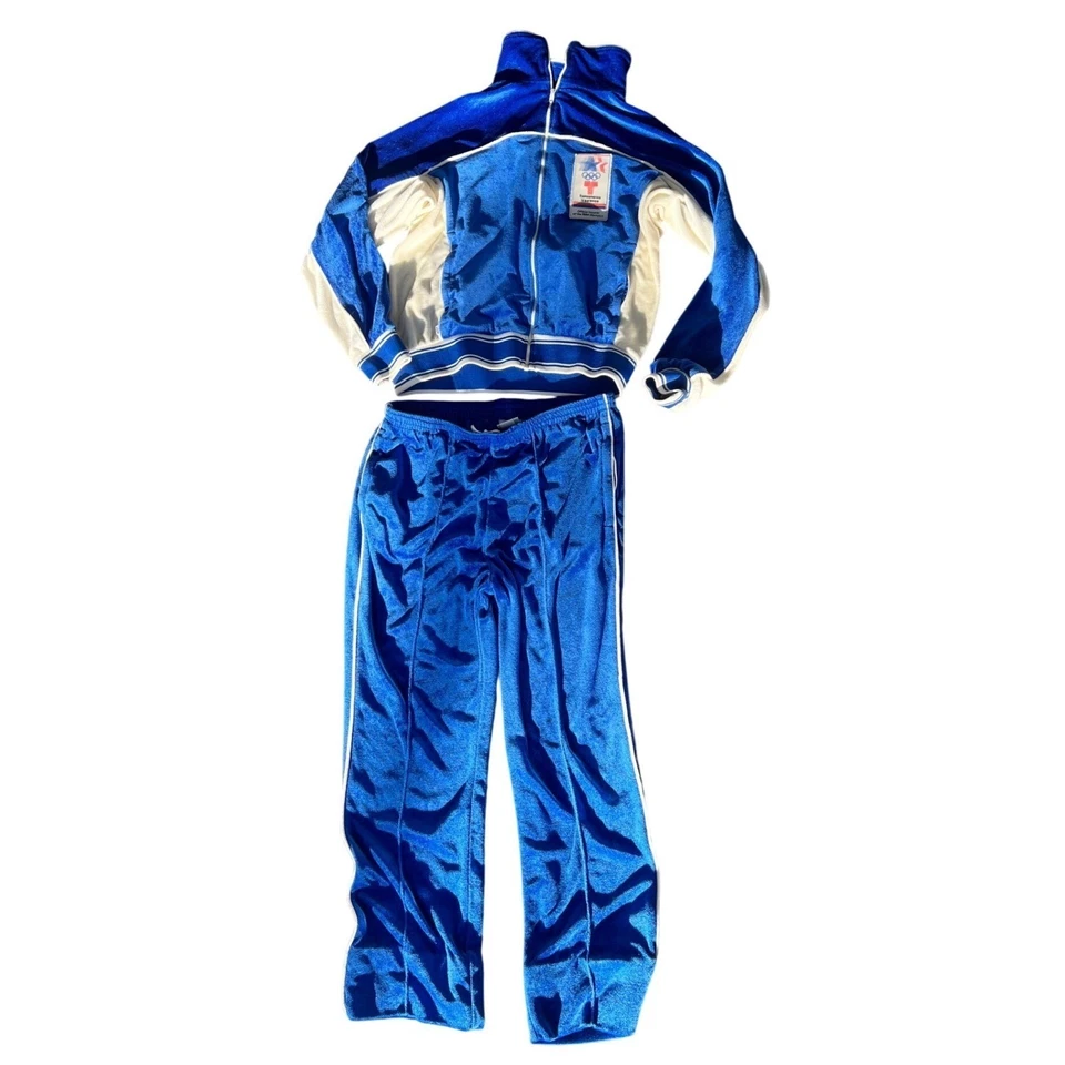 Conjunto de chándal vintage Levis Juegos Olímpicos de Estados Unidos 1984 azul blanco chaqueta pantalones XL Foto 2 de 4