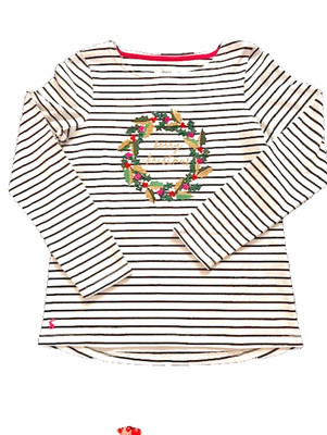 Joules Harbor Ladies Luxe Stripe Sequined ''Berry Christmas'' Top - NWT - Size 8