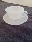 VINTAGE ANCHOR HOCKING FIRE KING OVEN WARE TEACUP AND SAUCER SET MILK GLASS...