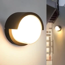 Round Outdoor Sconce Lights, Low Profile Outdoor Porch Lighting, Modern Light...