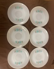 Set Of 6 Fire King Bonnie Blue Saucers 1950  s