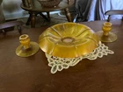 Fenton Glass Tangerine Stretch Glass Bowl snd Candle Holdrrs