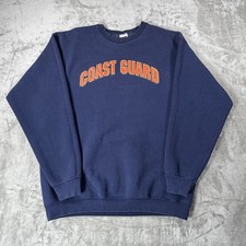 Vintage Coast Guard Crewneck Mens XL Navy Spellout USA Flag Heavy Cotton