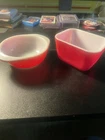 2 Vintage Pyrex Flamingo Pink Pieces 1 Refrigerator Jar & Mini Casserole Dish