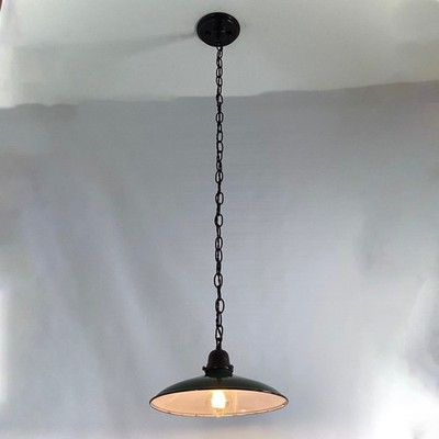 Pendant Light Vintage Enameled Shade New Custom Made Oil Rubbed Bronze Fixture
