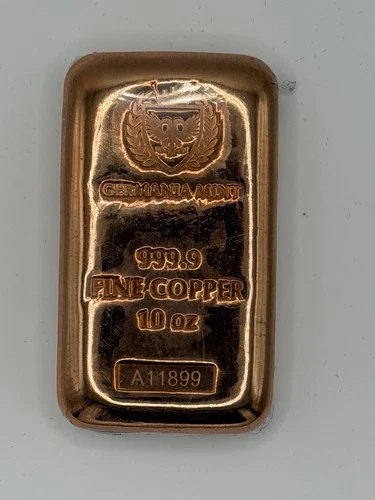 10 oz Germania Mint .9999 Fine Copper Bar Serialized In Original Box Bullion