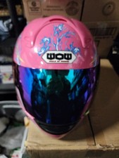 Casco de Motocicleta Cara Completa Bicicleta de Calle Adulto Azul Dragón Rosa Talla L