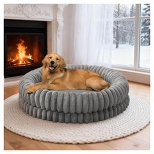 BALANCE Luxury Donut Dog Bed, 43" Round, Large Dogs, Washable, Calming, Orthoped