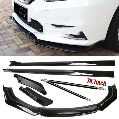 For Nissan LEAF 11-23 Front Bumper Lip Chin Spoiler Splitter Side Skirt Body Kit